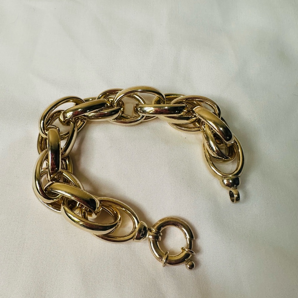 Italian925 Sterling Silver Gold Plated Chunky Chain light weight Bracelet 7.5–8” - Picture 5 of 6